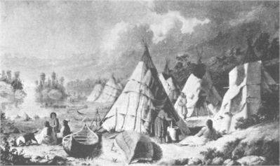 Wyandot (Huron) encampment along the Islands of Lake Huron. Paul Kane.1845